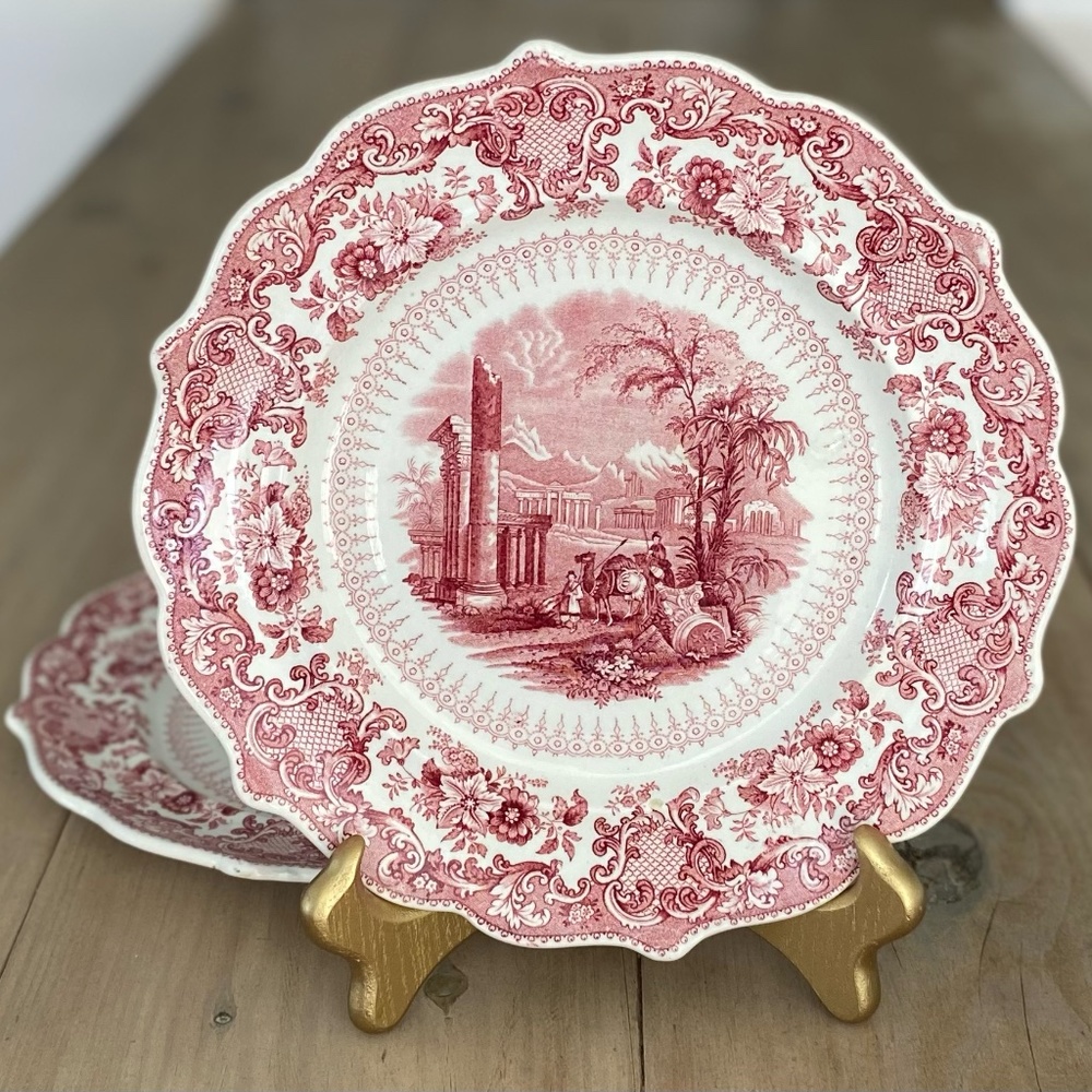Set of two Tadmor in the Desert Pink Plates Jackson's Warrented Staffordshire